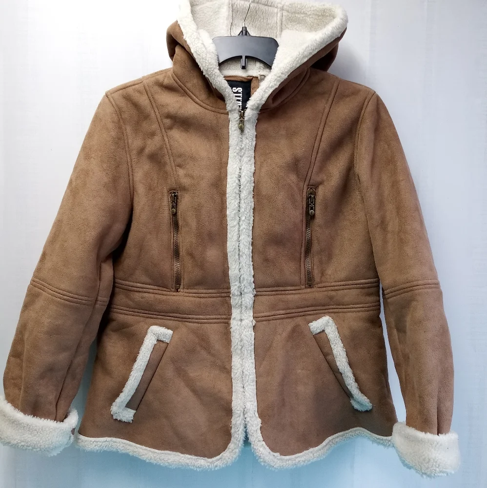 Details Women's Winter Faux Fur Hooded Sherpa Lined Jacket - L - Picture 7 of 8